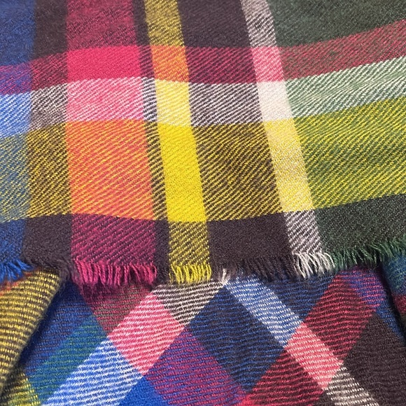 EUC Soft Surroundings Multicolored Buffalo Plaid Topper OS - Picture 5 of 5